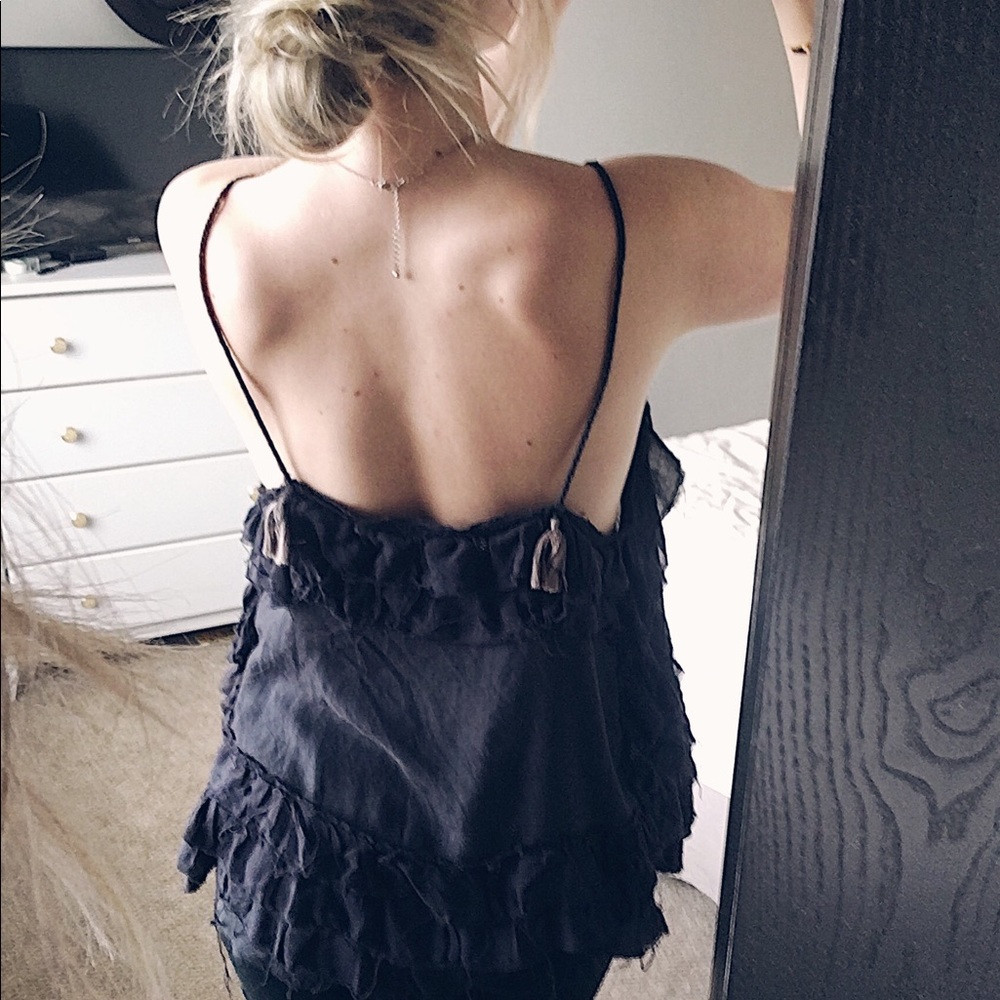 ✨Free People✨Boho Ruffle Tank w/ raw edges